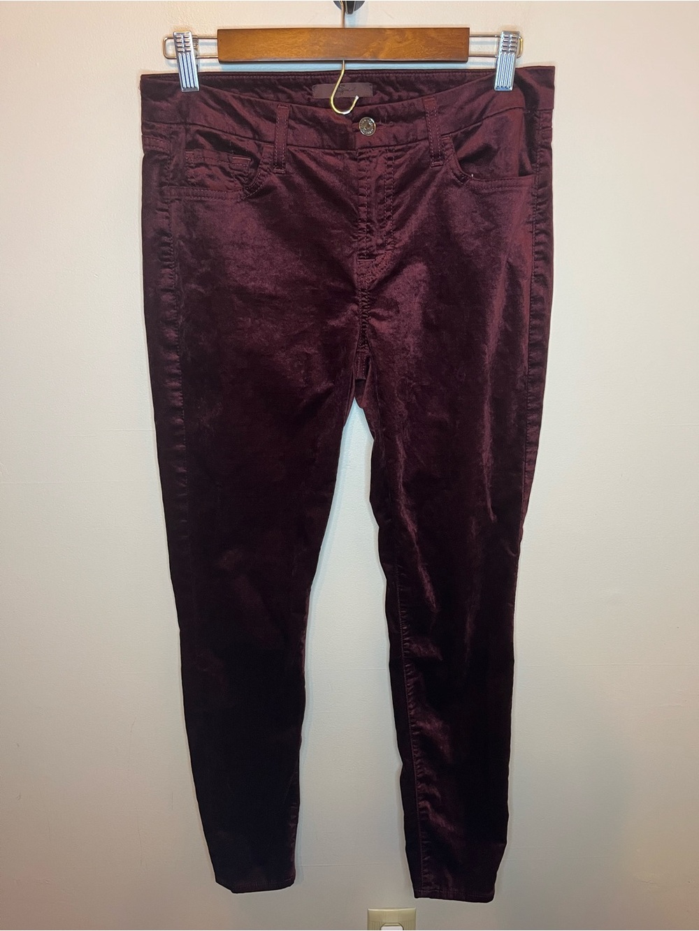 7 For All Mankind Dark Maroon Red Skinny Jeans Ankle Size 29 Womens EUC